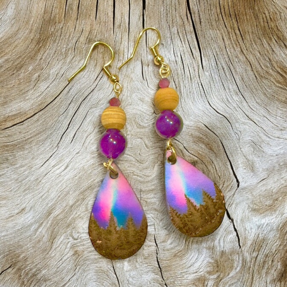 Purple Aurora Borealis Earrings – Iridescent Statement Jewelry by Kinley Jewelry