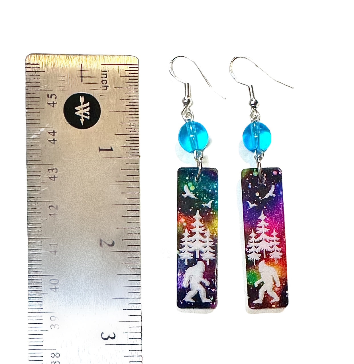 Sasquatch Aurora Borealis Earrings – Bigfoot-Inspired Jewelry with Northern Lights Theme by Kinley Jewelry
