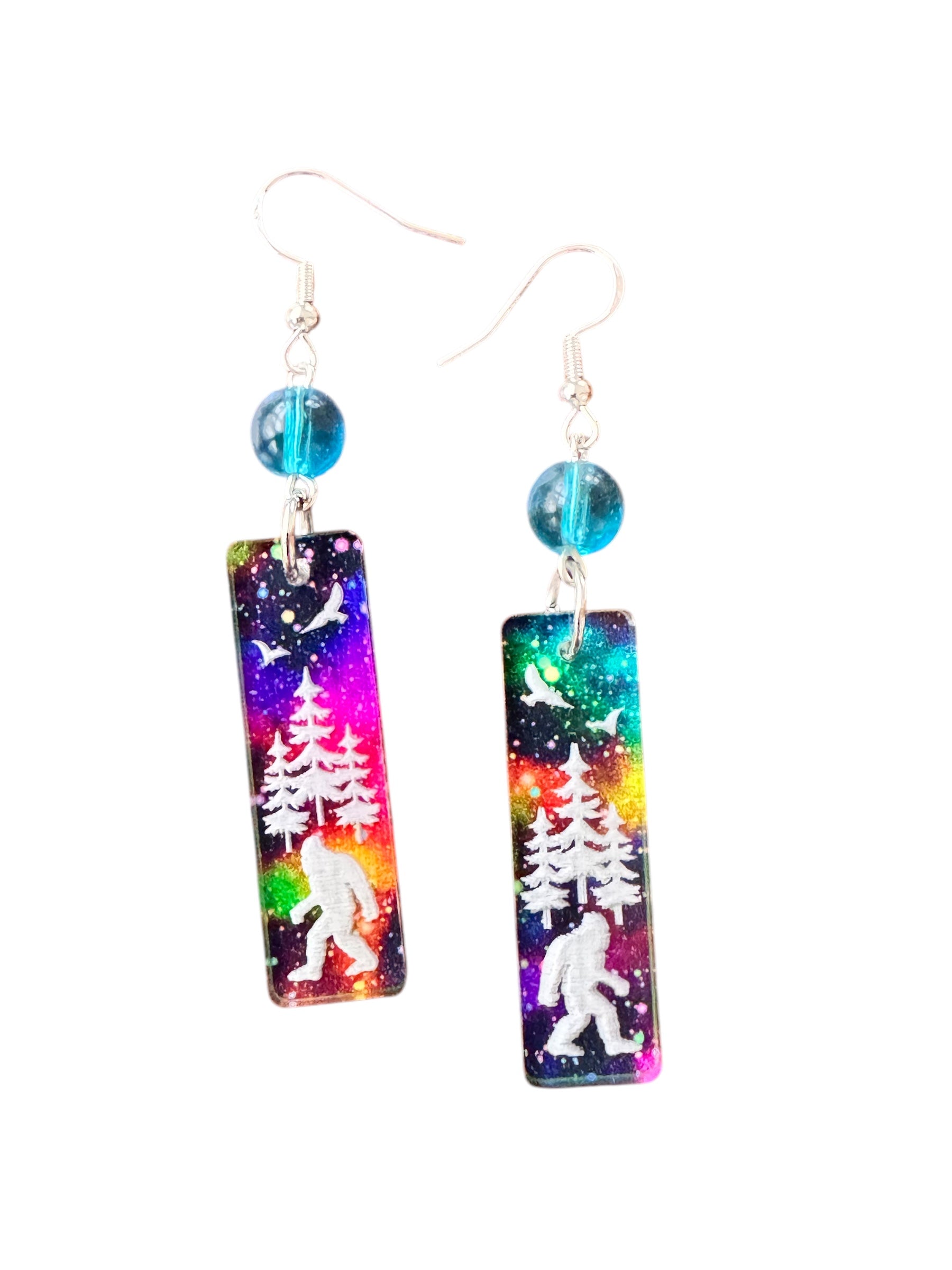 Sasquatch Aurora Borealis Earrings – Bigfoot-Inspired Jewelry with Northern Lights Theme by Kinley Jewelry