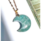 Crescent Moon Gemstone Pendant Necklace - Moss Agate