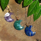 Crescent Moon Gemstone Pendant Necklace - Lapis Lazuli