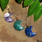 Crescent Moon Gemstone Pendant Necklace - Moss Agate