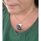 Crescent Moon Gemstone Pendant Necklace - Moss Agate