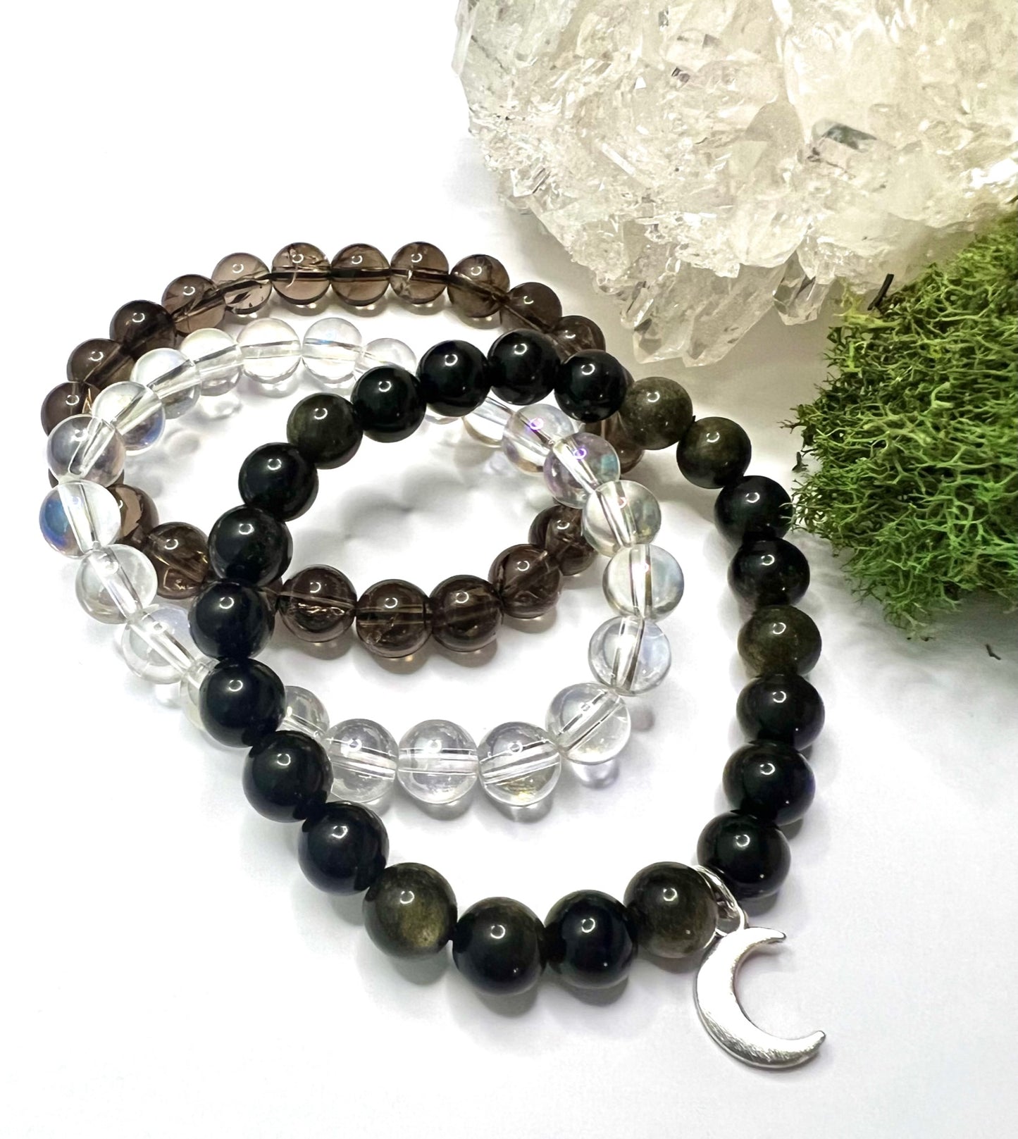 The Shadow Caster Set of 3 Gemstone Bracelets