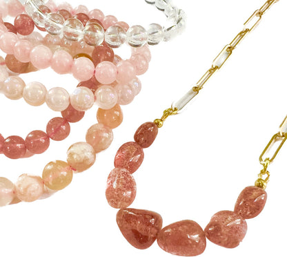 Strawberry Quartz Polished Stones Necklace