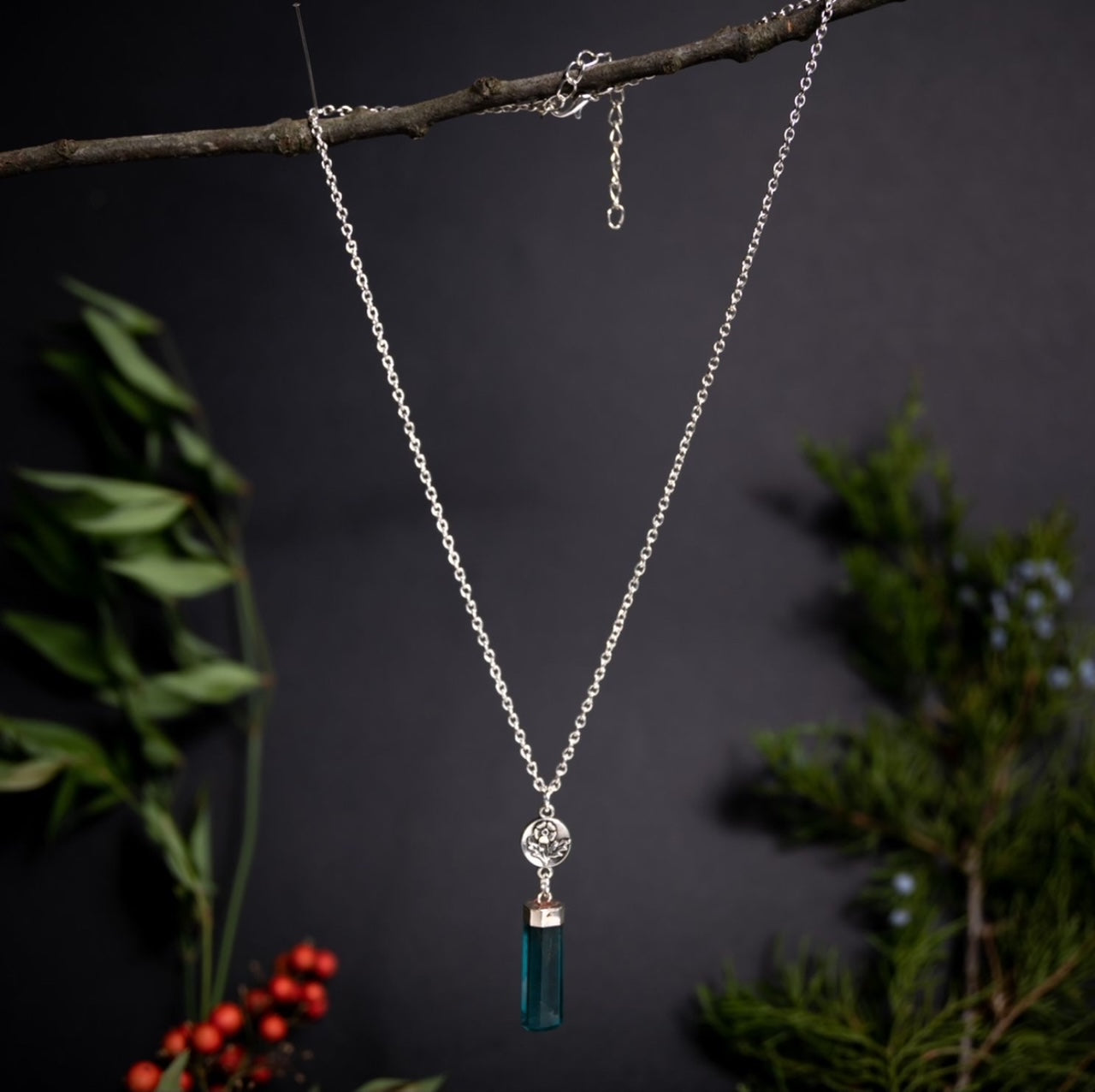 Blue Fluorite Floral Drop Necklace – Elegant Winter Blues Collection by Kinley Jewelry