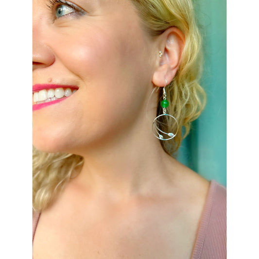 Seedling Earrings with Green Jade