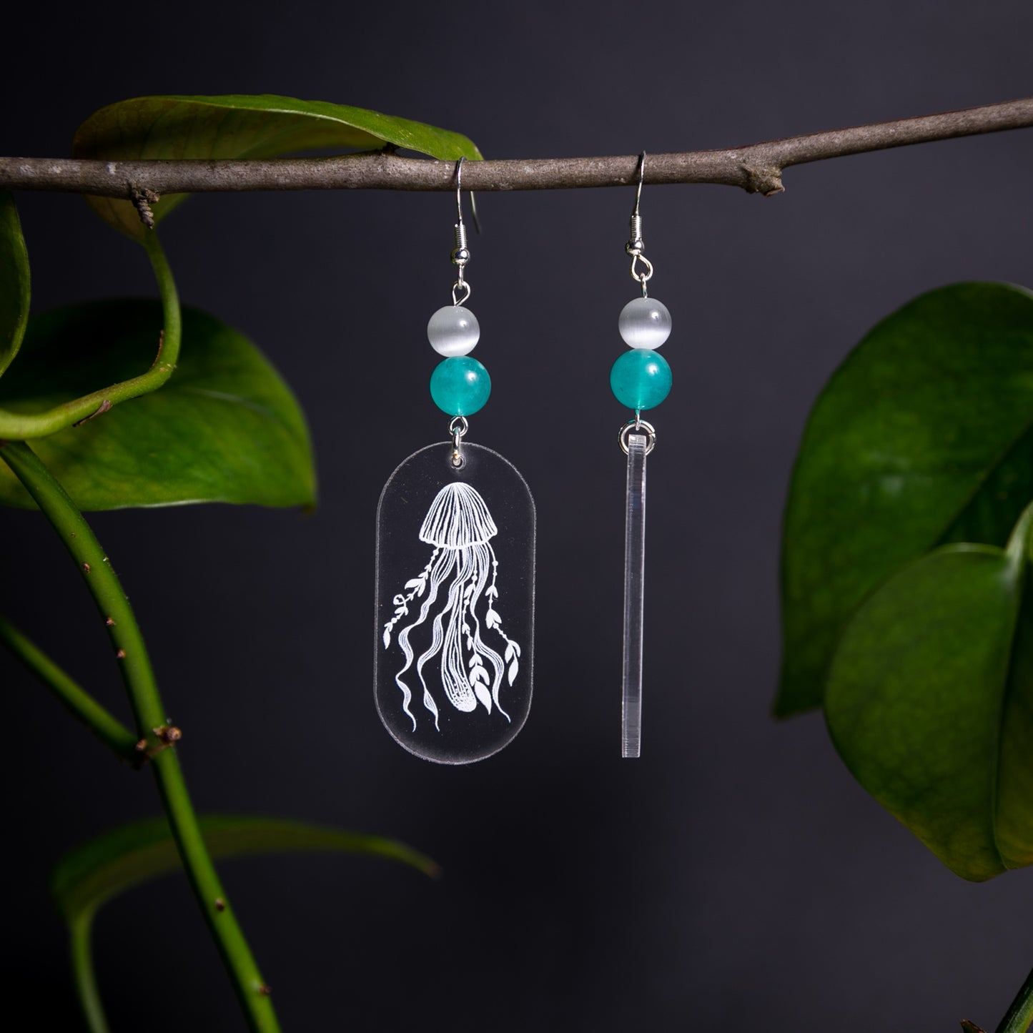 Crystal Clear Acrylic Earrings - Jellyfish