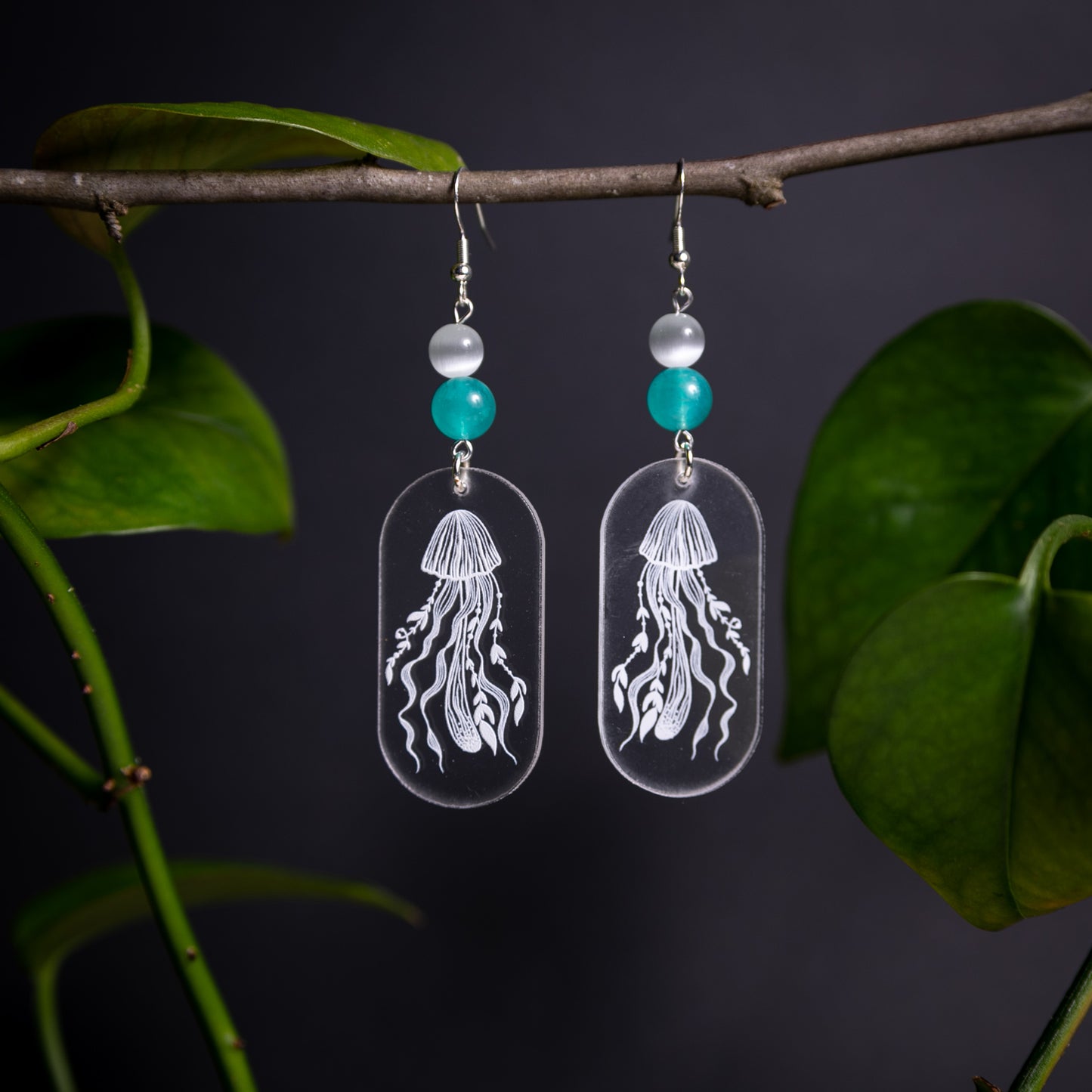 Crystal Clear Acrylic Earrings - Jellyfish