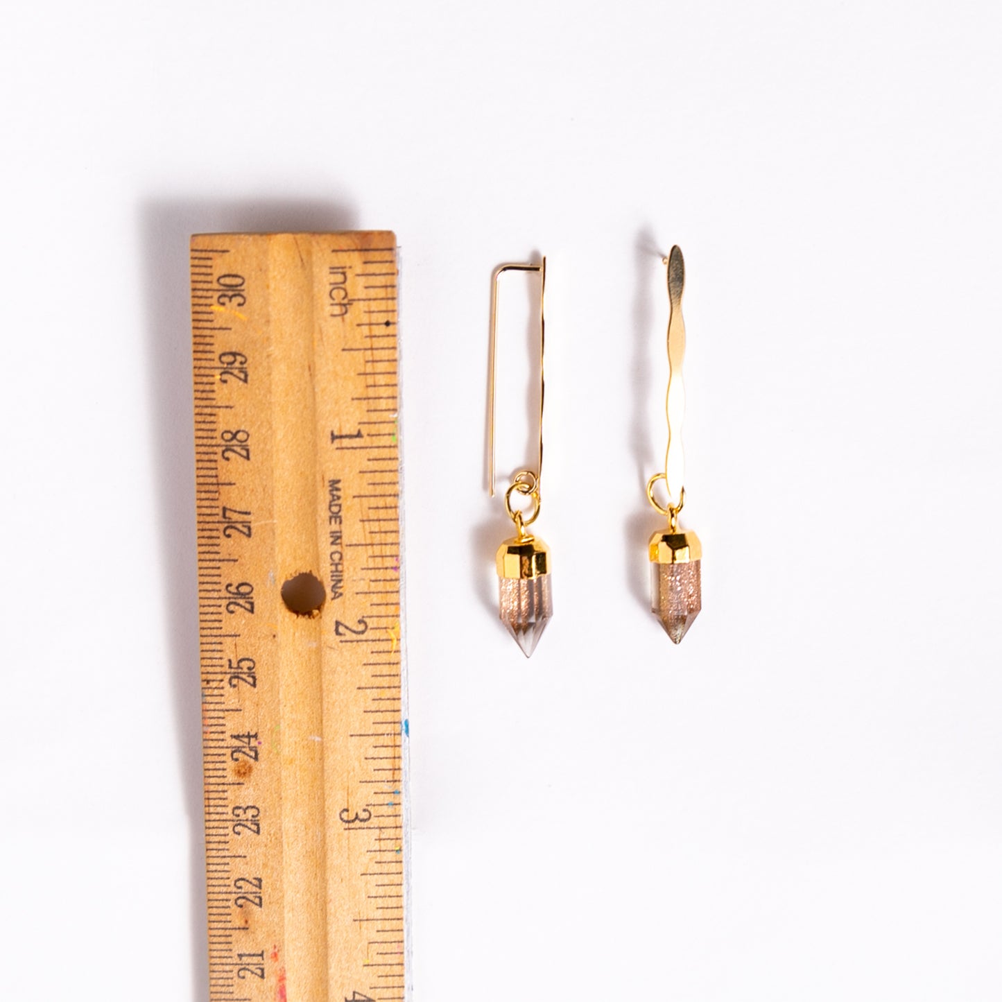 Copper Infused Quartz Point Earrings