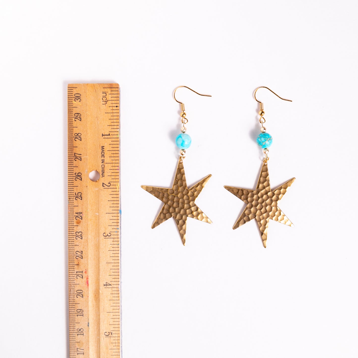 Hammered Brass Shooting Star Earrings