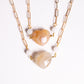 Flower Agate Big Heart Necklace