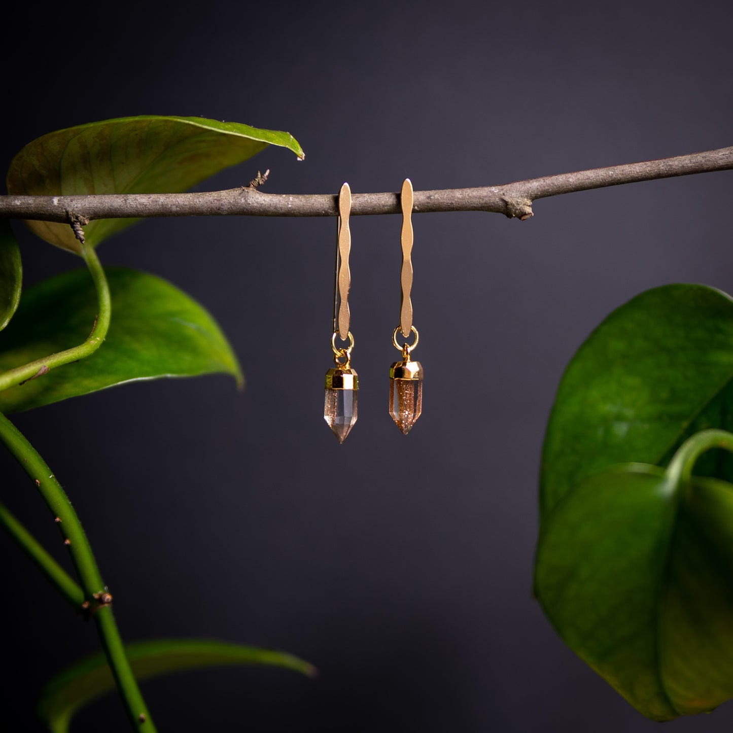 Copper Infused Quartz Point Earrings