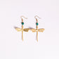 Art Nouveau Inspired Dragonfly Earrings with Malachite