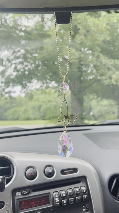Butterfly Prism Rearview Mirror Car Necklace – Car Decor with Aurora Borealis Crystals by Kinley Jewelry