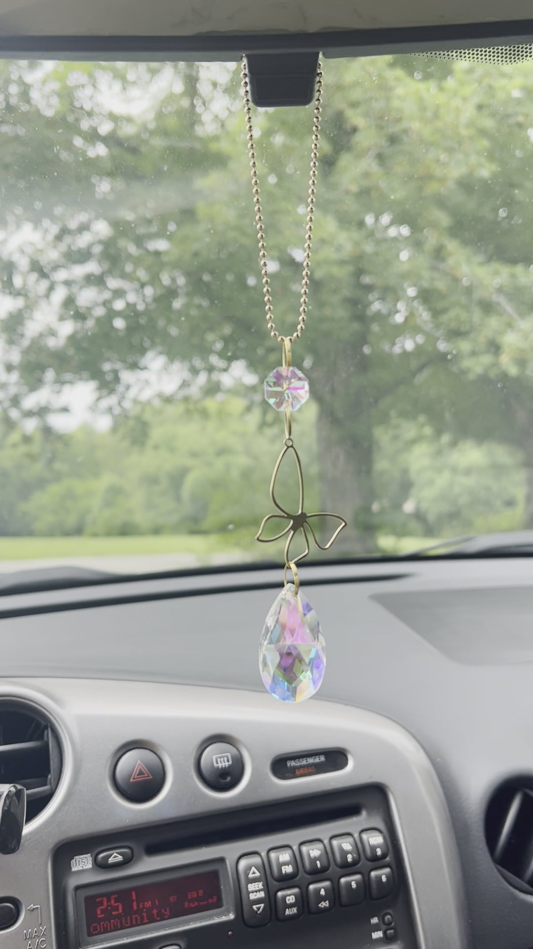 Butterfly Prism Rearview Mirror Car Necklace – Car Decor with Aurora Borealis Crystals by Kinley Jewelry