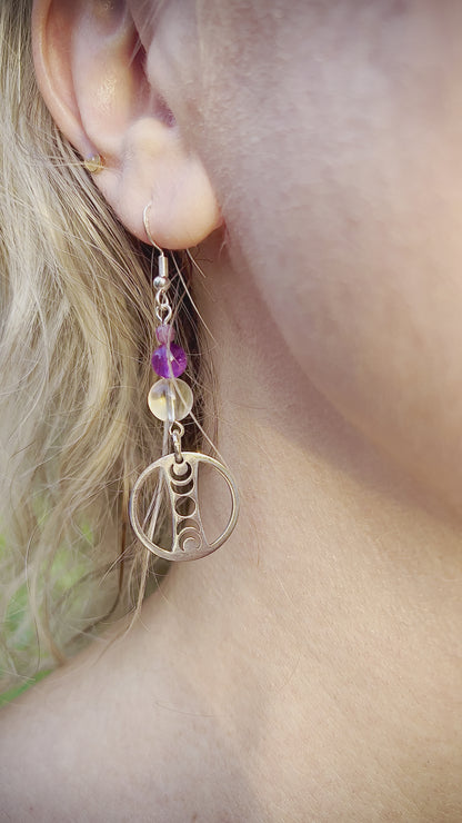 Amethyst Crystal Eclipse Earrings