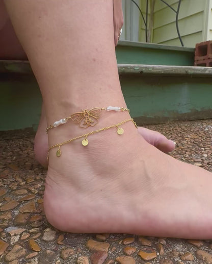 Brushed Gold Tassel Anklet