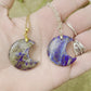 Crescent Moon Gemstone Pendant Necklace - Lapis Lazuli