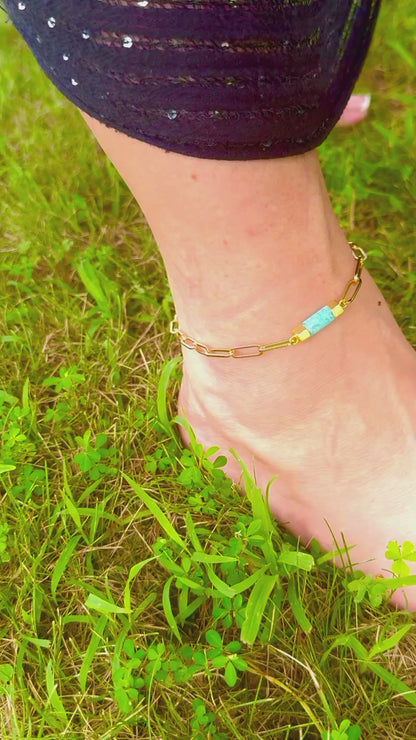 Aqua Amazonite Bar Anklet
