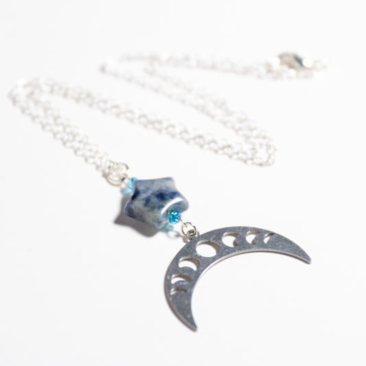 Eclipse Phases Crescent and Star Necklace