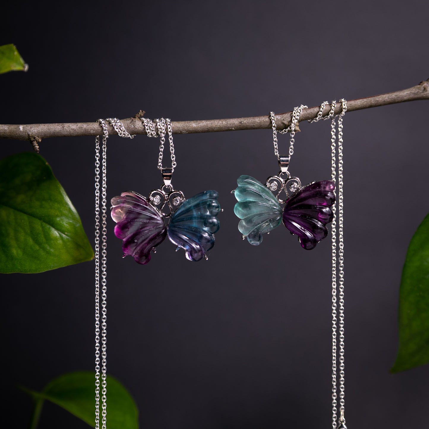 Fluorite Butterfly Necklace