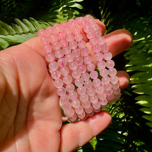 Rose Quartz Beaded Stretch Bracelet - 6mm Gemstones