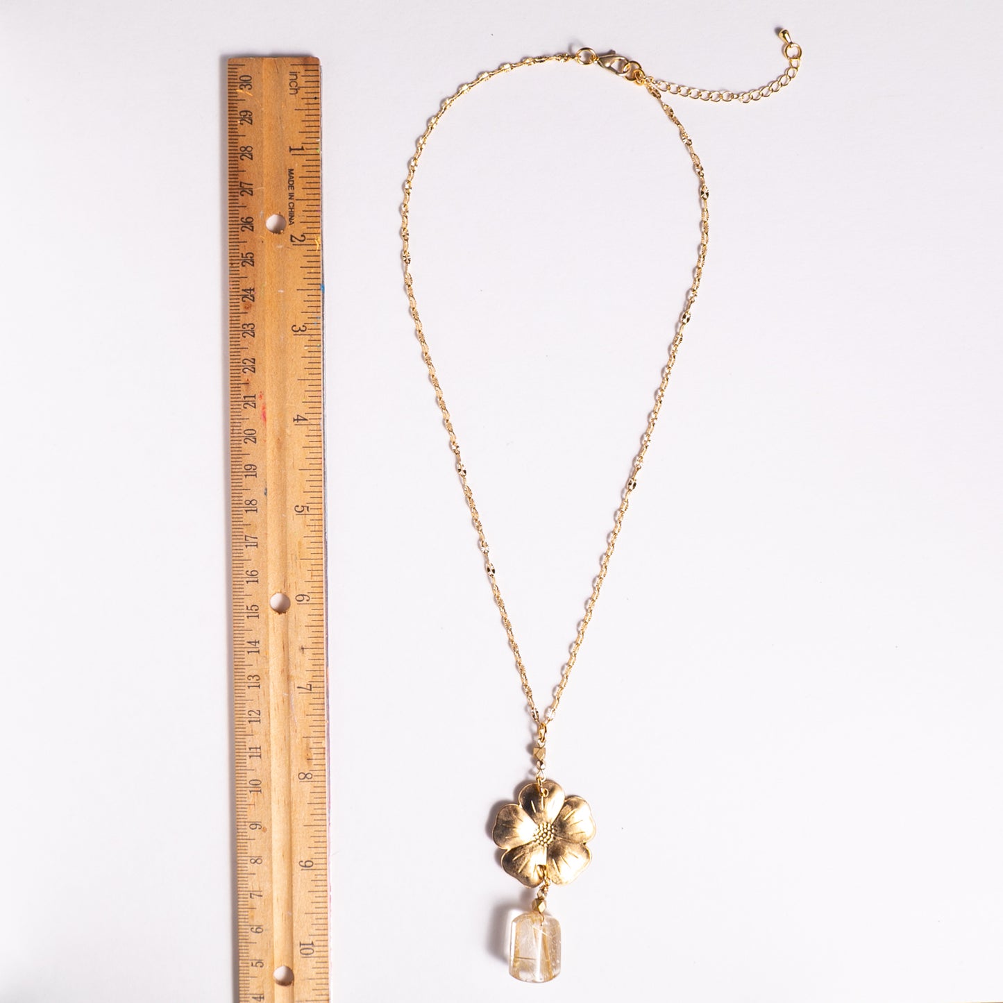 Golden Blossom with Rutilated Quartz Necklace