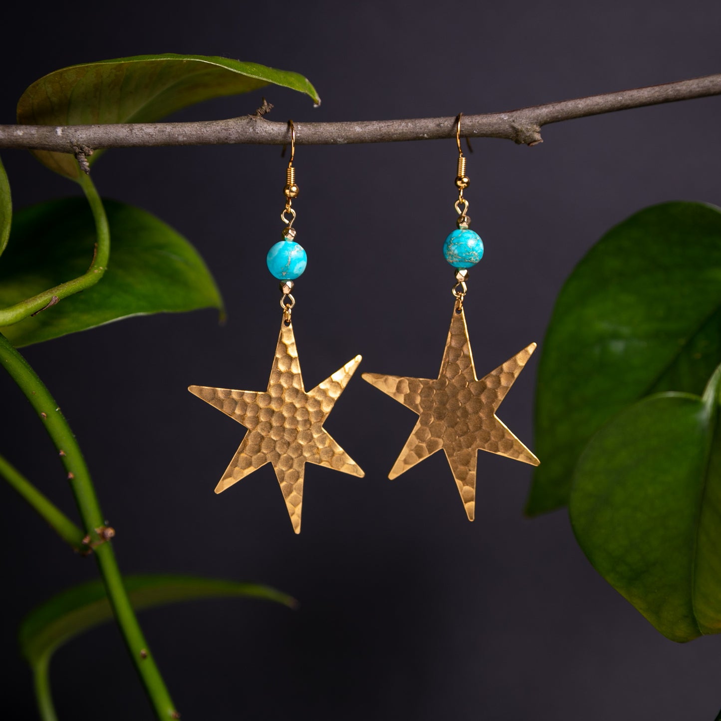 Hammered Brass Shooting Star Earrings