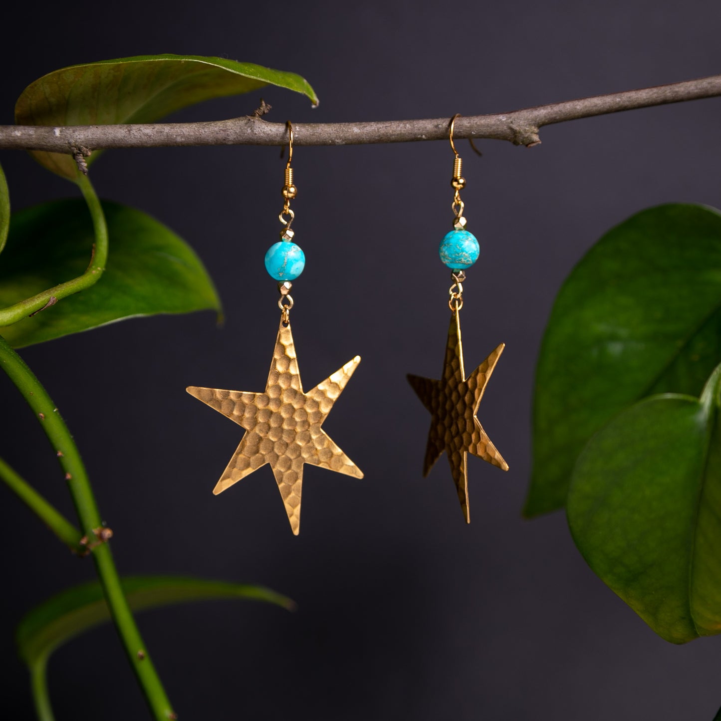 Hammered Brass Shooting Star Earrings