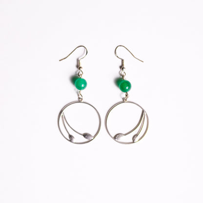 Seedling Earrings with Green Jade