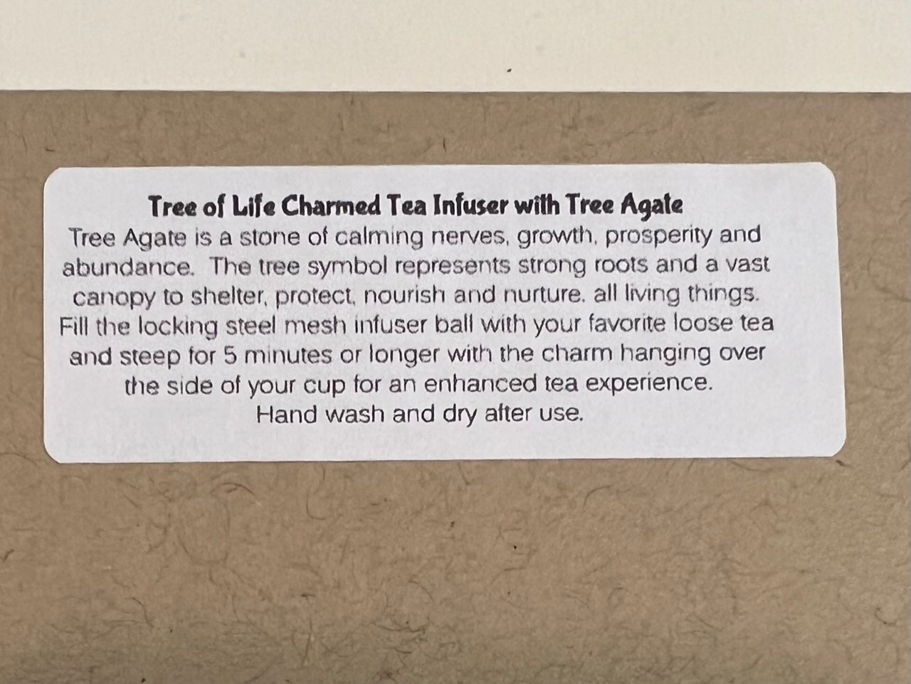 Tree of Life Charmed Tea Infuser with Tree Agate – Silver Tree Charm with Natural Tree Agate Beads by Kinley Jewelry