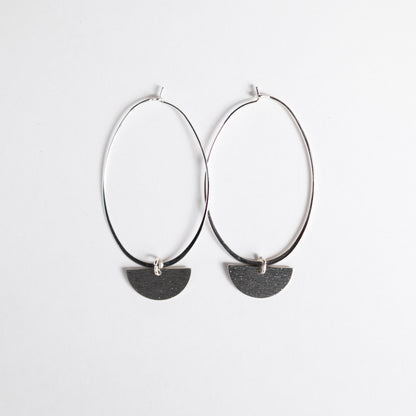 Modern Oval Hoops with Half Moon Charms
