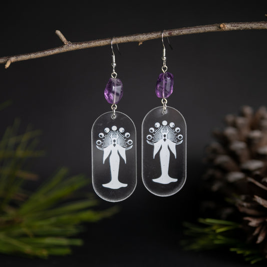 Crystal Clear Acrylic Earrings - Moon Goddess