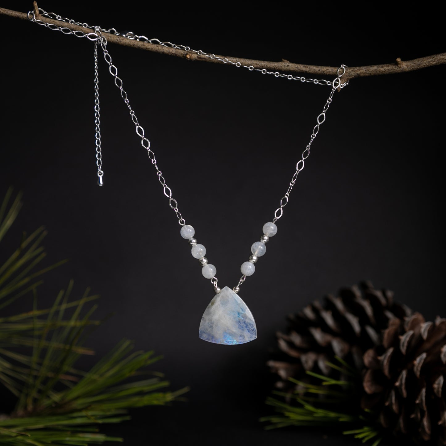 Rainbow Moonstone Trillium Necklace