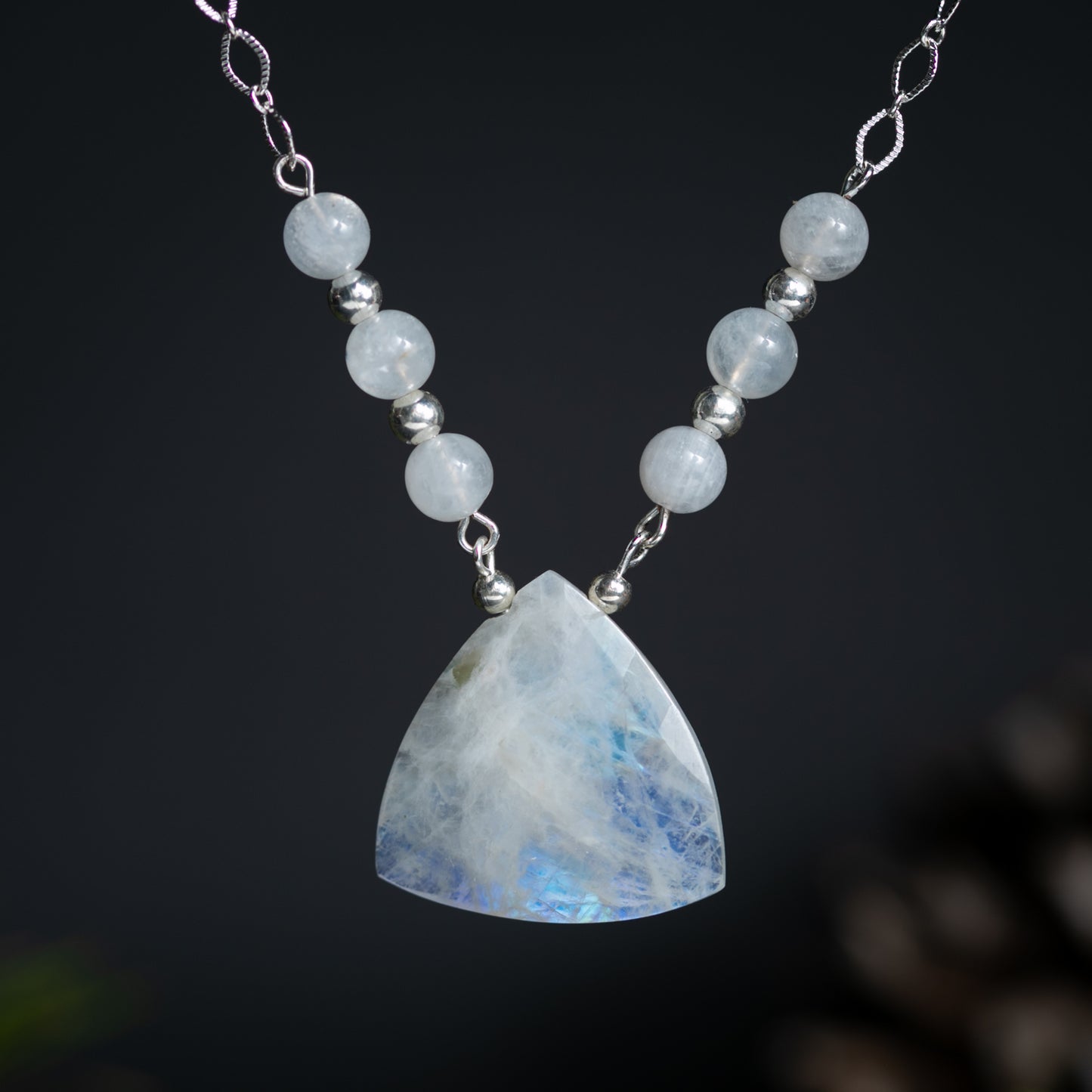 Rainbow Moonstone Trillium Necklace
