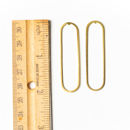 Elongated Oval Gold Post Earrings