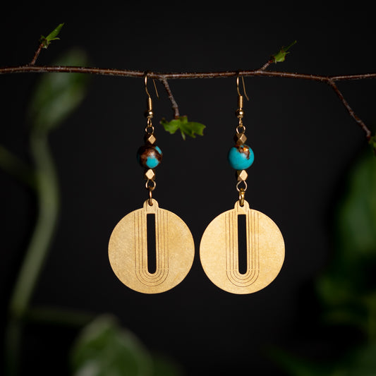 Brass Medallion Dangle Earrings