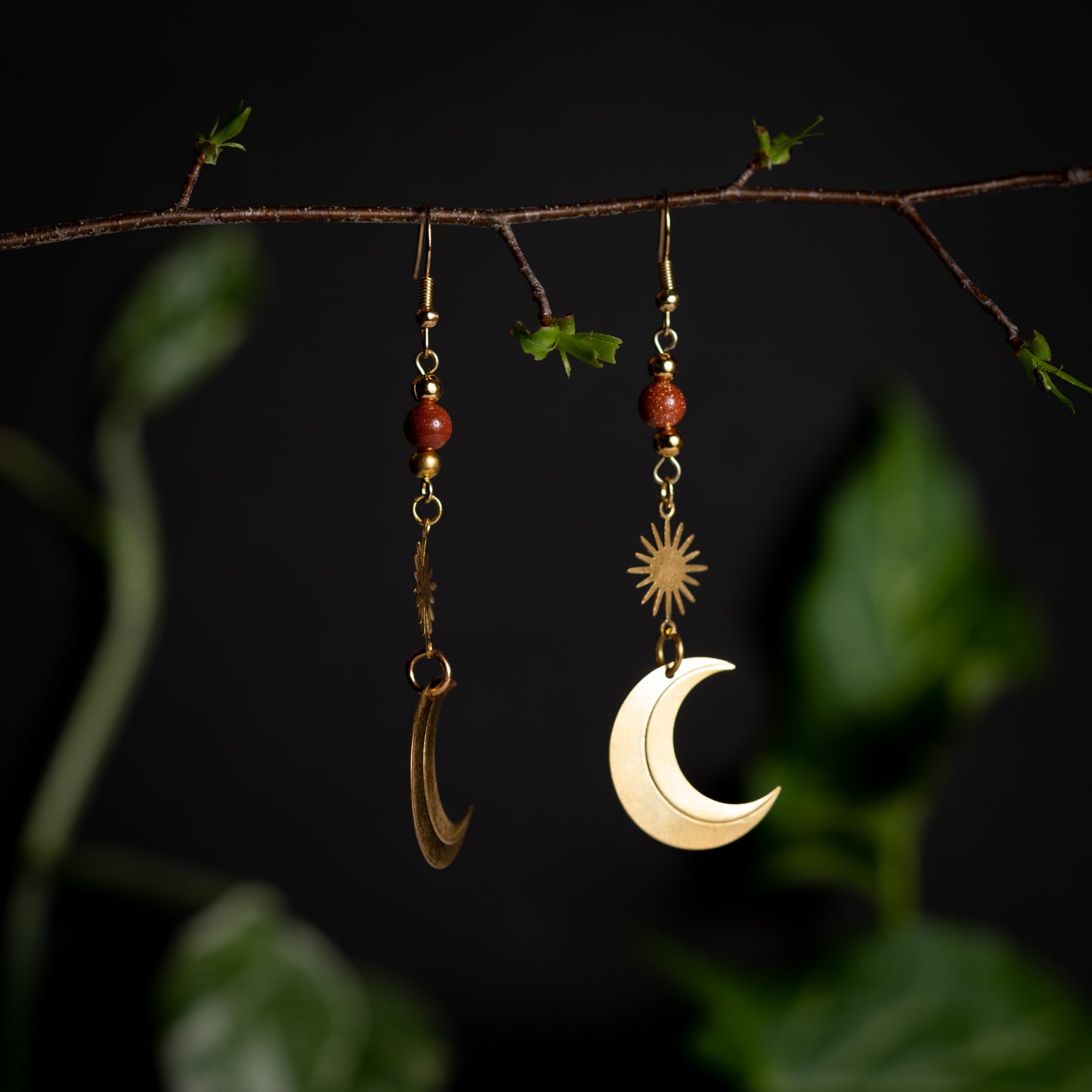 Sun & Moon Boho Dangle Earrings