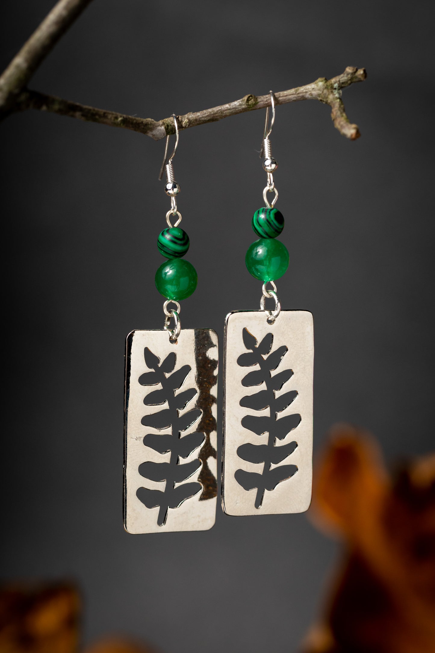 Silver Fern Window Earrings