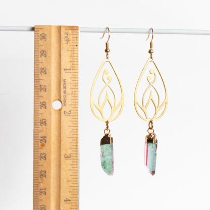 Growing Flower Aura Quartz Earrings