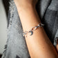 Silver Big Link Bracelet with Black Crescent Moon Charm