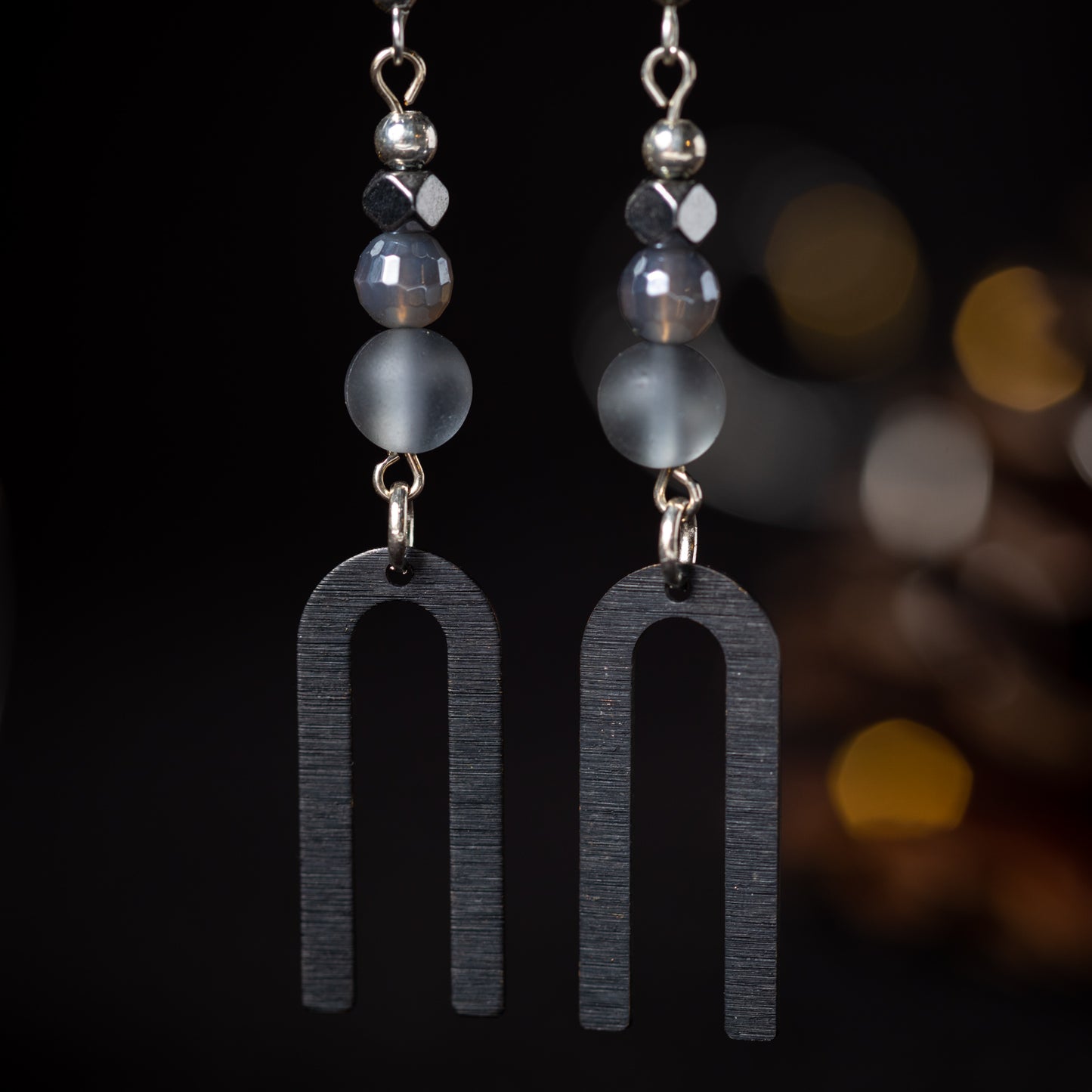 Black Arches Dangle Earrings