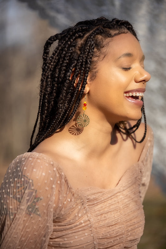 Gold Retro Sun Earrings