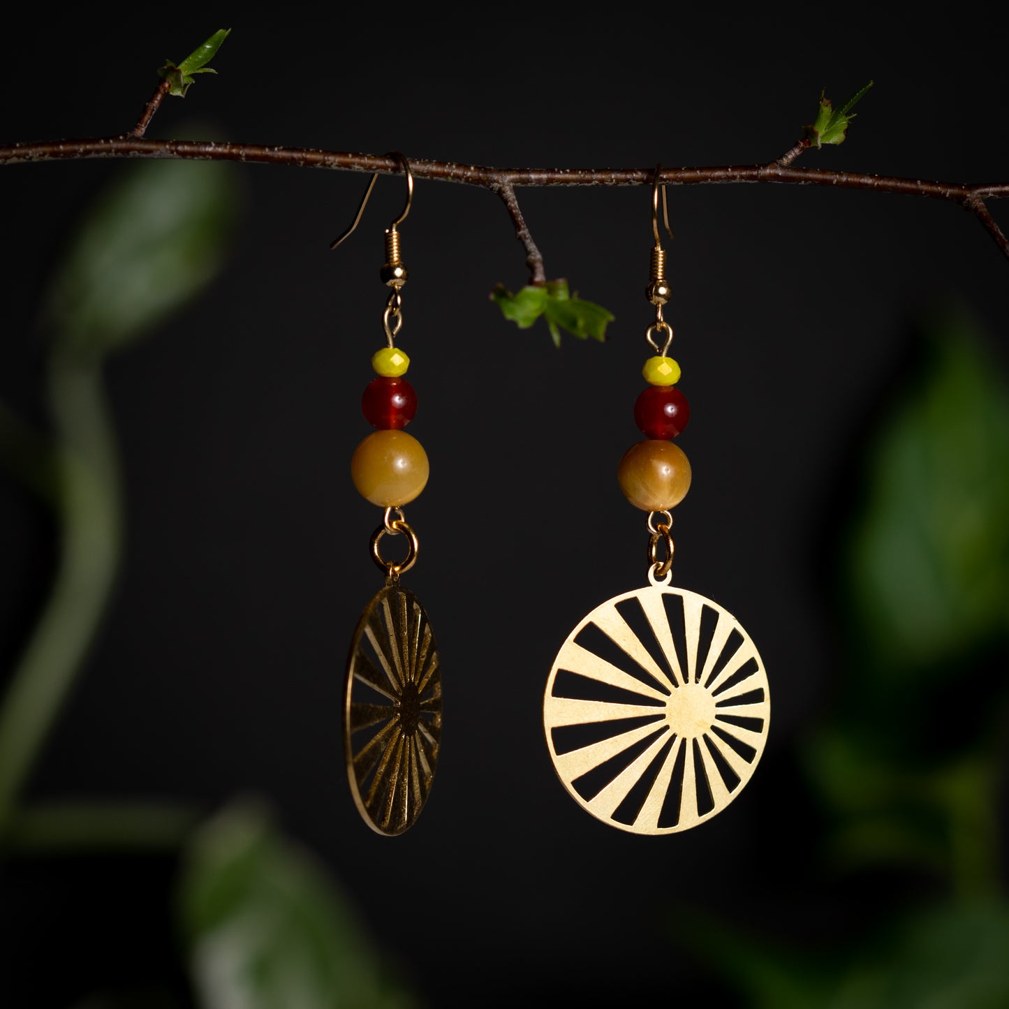 Gold Retro Sun Earrings