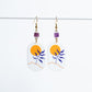 Orange Sun Ovals with Amethyst Earrings