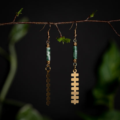 Aztec Inspired Thin Brass Totem Earrings