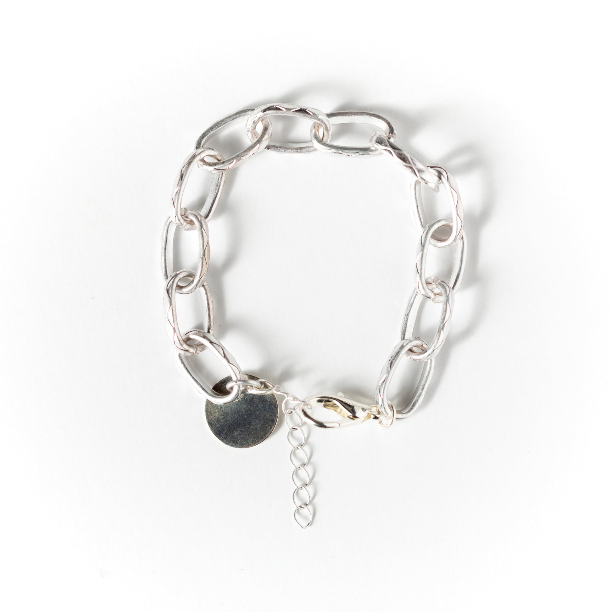 Silver Link Bracelet with Circle Charm