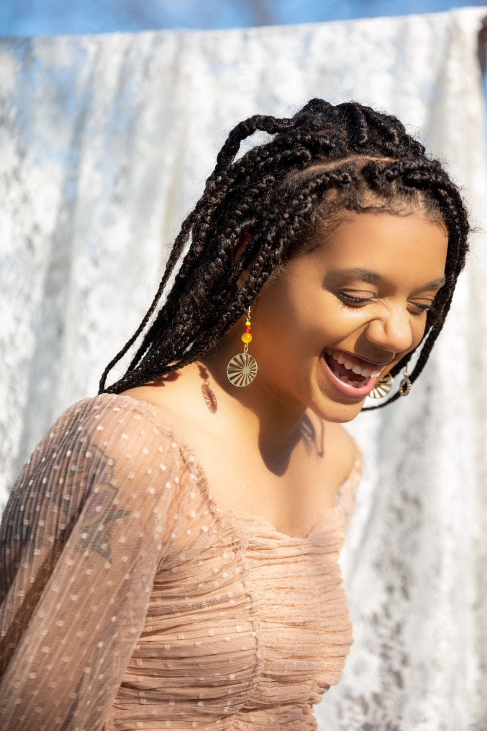 Gold Retro Sun Earrings