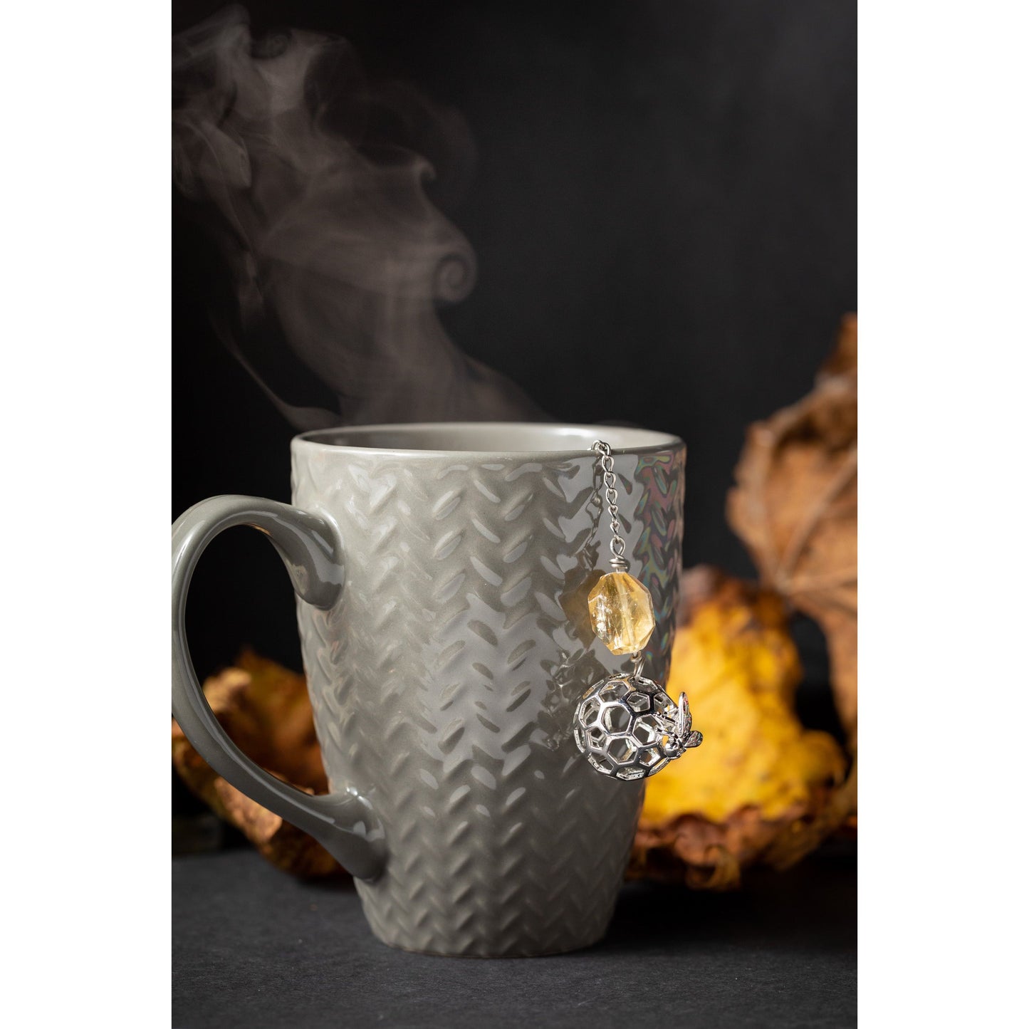 Honey Bee Charmed Tea Infuser with Honey Calcite Stone